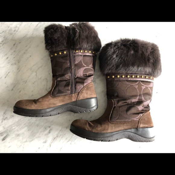 Coach LESLY leather and fur boots